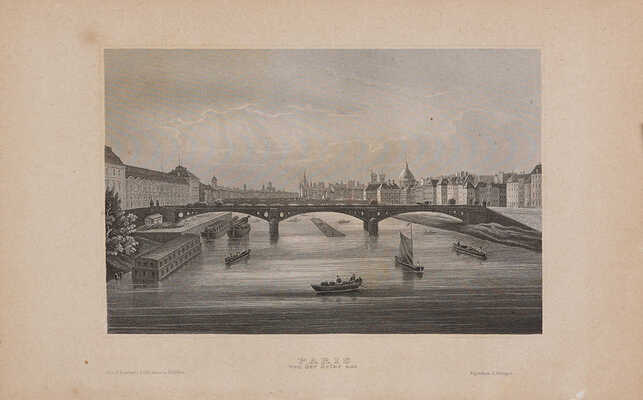 [Вид Парижа с Сены]. Paris von der Seine aus. 1910-е. Гравюра на стали; 15,6 * 23,4 см Отличная сохранность
